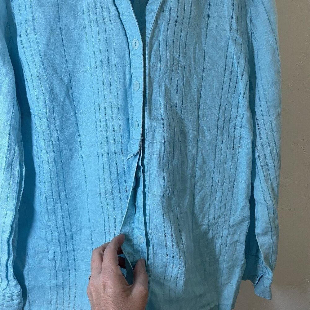 JM Collection Womens Linen Button Up Top Size 14 Lagenlook Beach Travel Summer - Picture 7 of 11